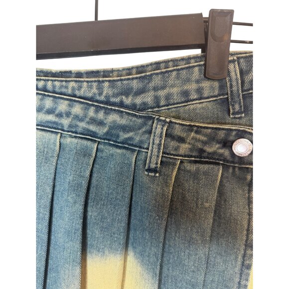 2/$30 NWT PrettyLittleThing 4 Denim Pleated Mini Skirt - Picture 7 of 16